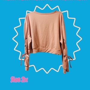 Pink Sweatshirt with Ribbon and Grommet Details 2xl